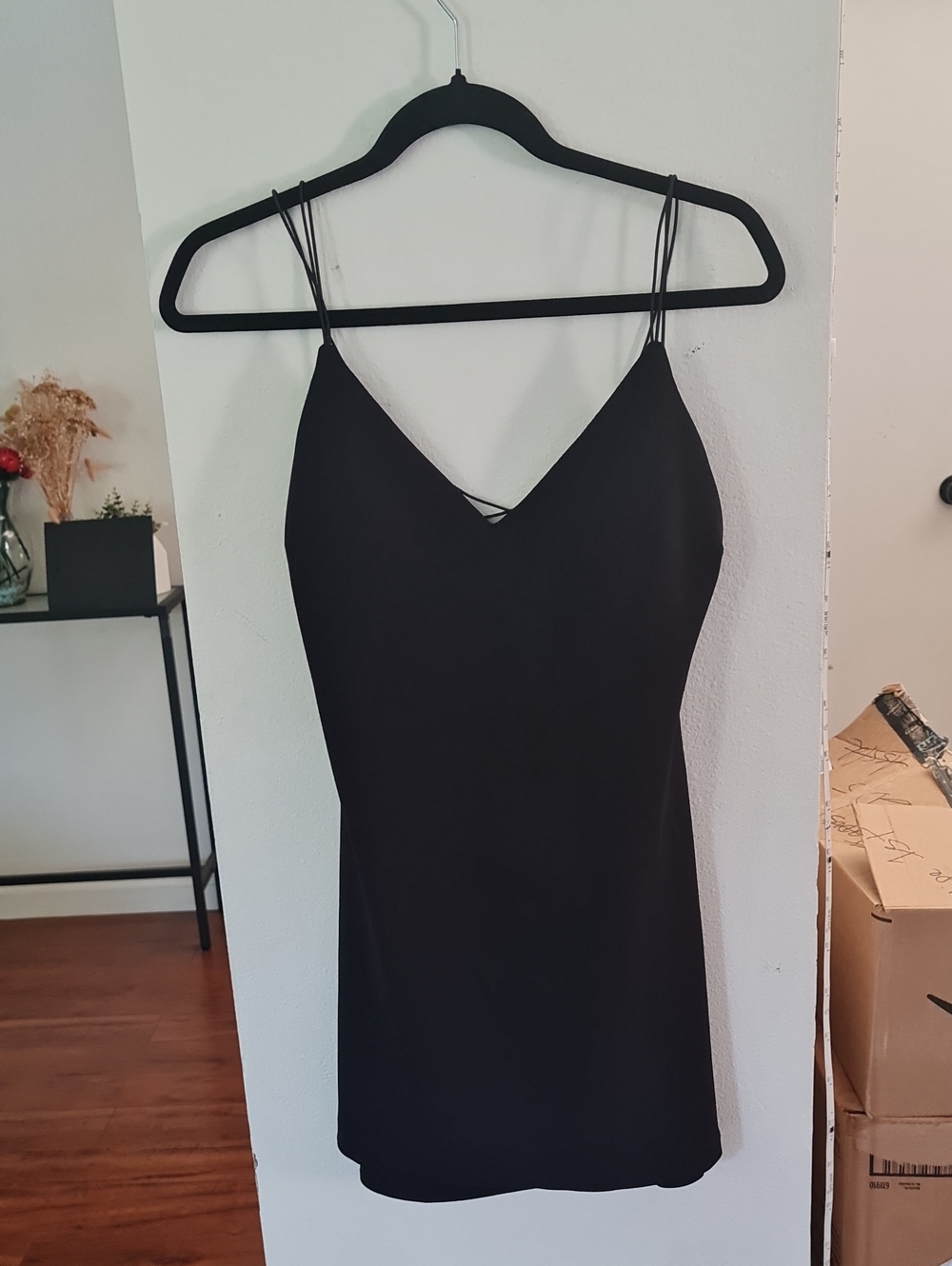 Windsor Black Double-Spaghetti V-Neck Mini Dress